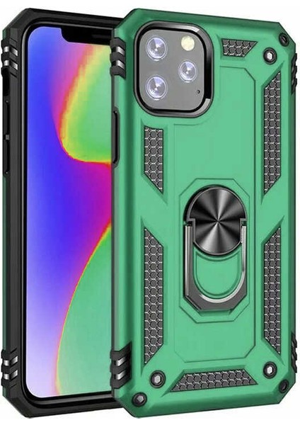 Apple iPhone 11 Pro Kılıf Metal Yüzüklü Tank Zırh Standlı Kılıf