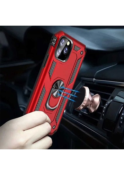 Apple iPhone 11 Pro Kılıf Metal Yüzüklü Tank Zırh Standlı Kılıf
