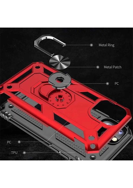 Apple iPhone 11 Pro Kılıf Metal Yüzüklü Tank Zırh Standlı Kılıf