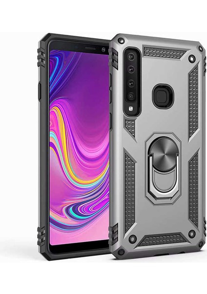 Galaxy A9 2018 Kılıf Metal Yüzüklü Tank Zırh Standlı Kılıf