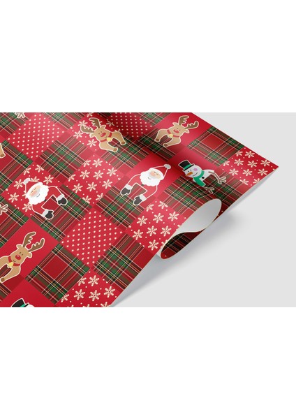 50 x 70 cm Kırmızı Ekose Yeni Yıl Yılbaşı Noel Temalı Hediye Paketleme Ambalaj Kağıdı (6’lı Paket) modelleri