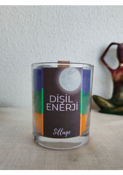 Dişil Enerji Ay Taşlı %100 Soya Wax Dekoratif Vegan Meditasyon Yoga Ritüel Mumu