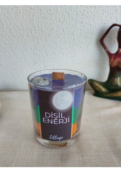 Dişil Enerji Ay Taşlı %100 Soya Wax Dekoratif Vegan Meditasyon Yoga Ritüel Mumu