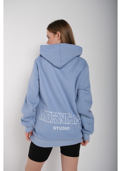Kadın Mad For Nothing Baskılı Oversize Kapüşonlu Sweatshirt