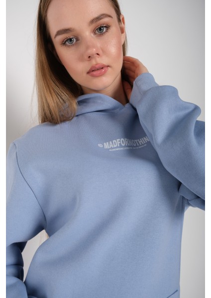 Kadın Mad For Nothing Baskılı Oversize Kapüşonlu Sweatshirt fırsatları