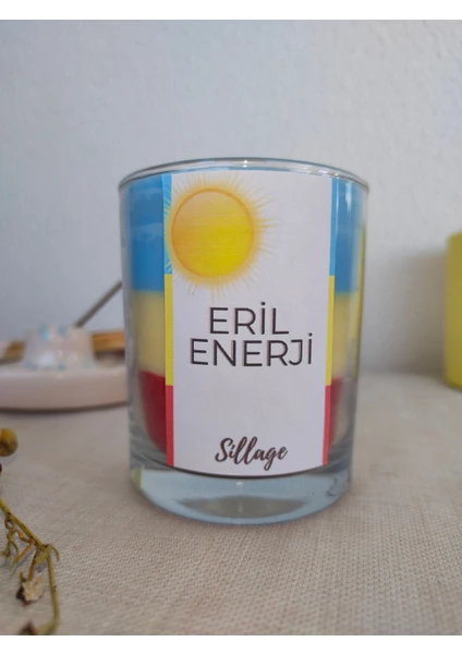 Eril Enerji Güneş Taşlı %100 Soya Wax Dekoratif Vegan Meditasyon Yoga Ritüel Mumu