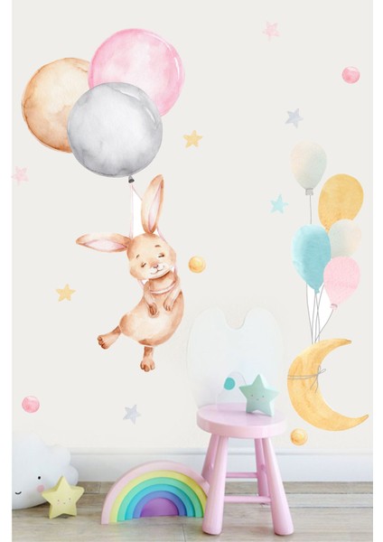 Gezgin Tavşan'ın Yolculuğu Dekoratif Çocuk Odası Stickerı fiyatları