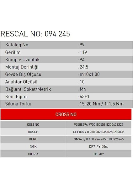 Isıtma Bujisi - Opel - Renault - Dacia fiyatları
