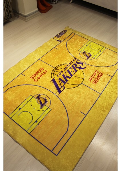 Los Angeles Lakers Nba Basketbol Sahası Şeklinde Halı-DERİ Taban fiyatları