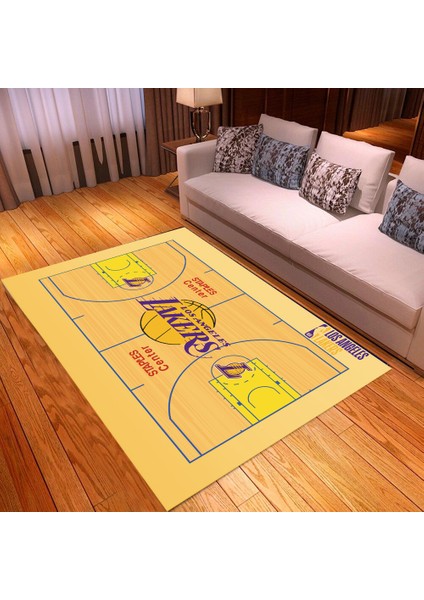Los Angeles Lakers Nba Basketbol Sahası Şeklinde Halı-DERİ Taban modelleri