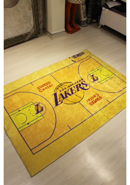 Los Angeles Lakers Nba Basketbol Sahası Şeklinde Halı-DERİ Taban fırsatları
