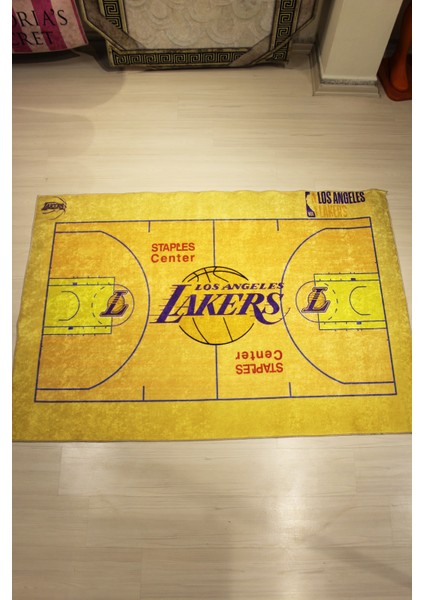 Los Angeles Lakers Nba Basketbol Sahası Şeklinde Halı-DERİ Taban indirimleri