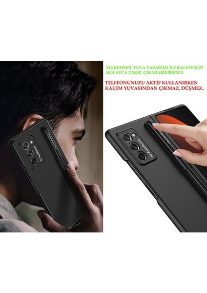 Galaxy Z Fold 3 Kılıf S Pen Yuva Tasarımı Kamera Korumalı Katlanabilir Parmak Izi ve Leke Yapmaz Soft Yüzey