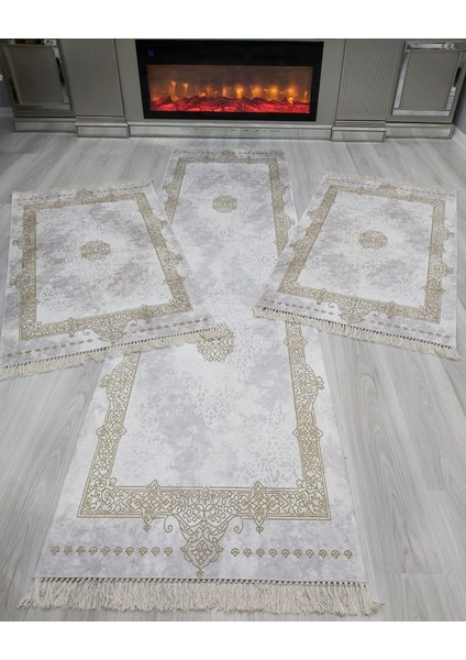 Allgelsin Yatak Odası Halısı Seti 3 'lü Yatak Odası Halı Takımı 2 Adet 80X150 1 Adet 80X300 cm Halı Seti 