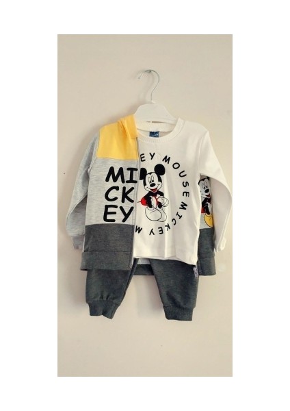Mickey Mouse 3'lü Takım Alt Üst Kapşonlu Ceket modelleri