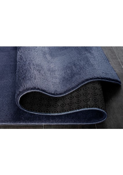 Relax Lacivert Yumuşak Halı Kaymaz Taban Kesme Yıkanabilir Yolluk