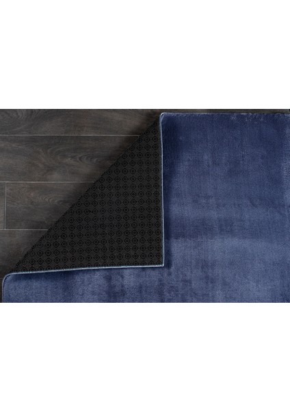 Relax Lacivert Yumuşak Halı Kaymaz Taban Kesme Yıkanabilir Yolluk