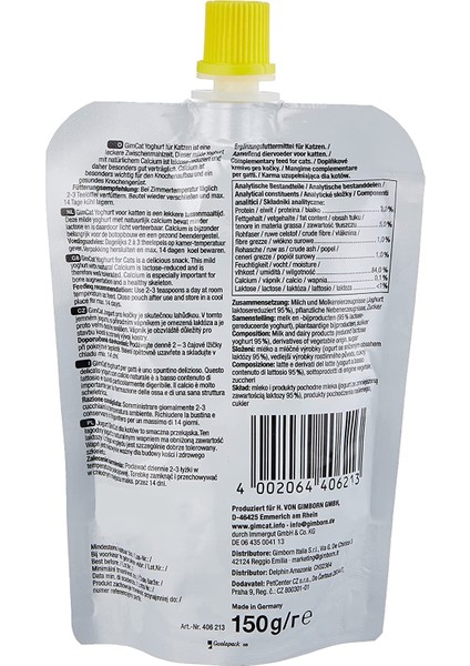 Yoğurt Kediler Için Tamamlayıcı Mama, Zengin Protein, Sindirime Yardımcı 150 G