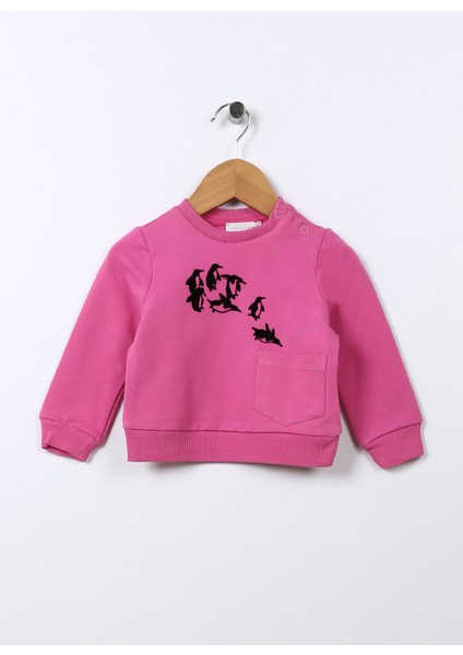 Baskılı Bebek Koyu Pembe Sweatshirt 22FWG-52