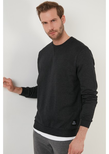 Şardonlu Slim Fit Bisiklet Yaka Kışlık Sweat Erkek SWEAT 5975001