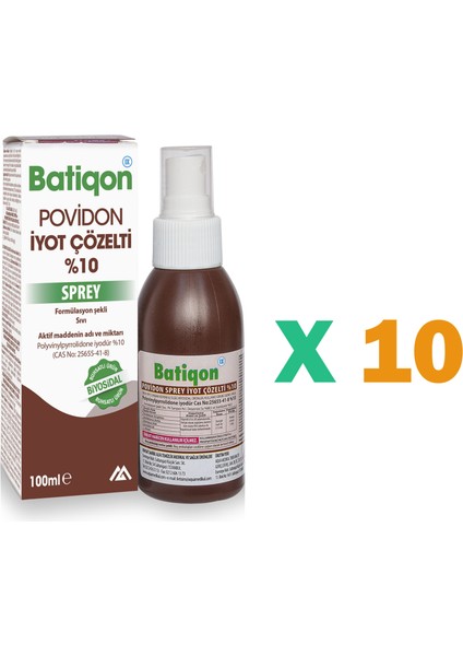 Batiqonıx Povidon Iyot Çözelti Sprey 100 Ml X 10