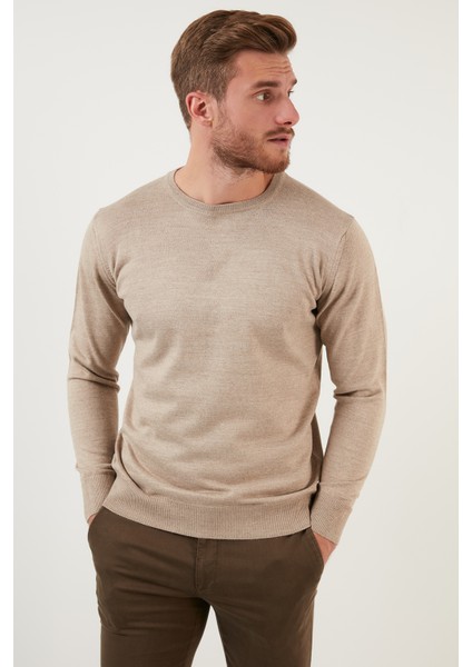 Yünlü Slim Fit Bisiklet Yaka Triko Kazak Erkek Kazak 518BISIKLET fırsatları