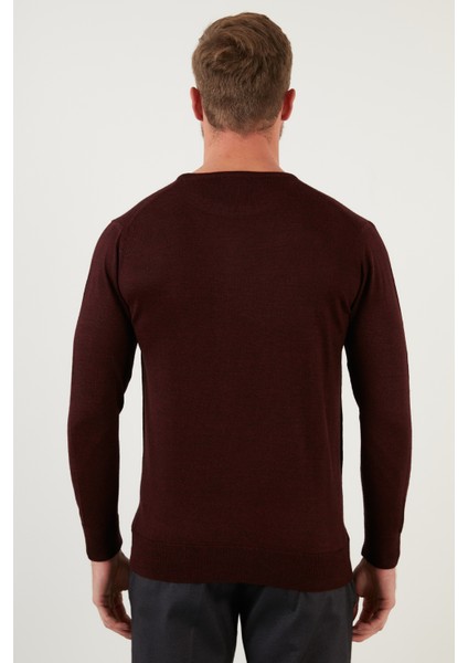 Yünlü Slim Fit Bisiklet Yaka Triko Kazak Erkek Kazak 518BISIKLET