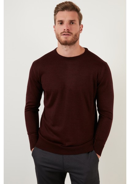 Yünlü Slim Fit Bisiklet Yaka Triko Kazak Erkek Kazak 518BISIKLET