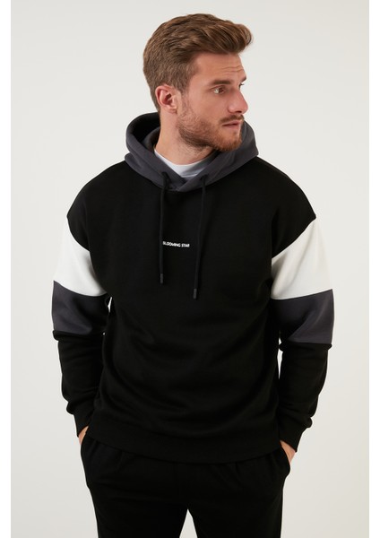Renk Bloklu Regular Fit Kapüşonlu İçi Tüylü Yumuşak Şardonlu Sweat Erkek SWEAT 5905299