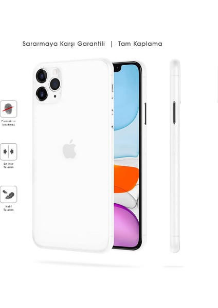 Apple iPhone 11 Pro Max Mat Kılıf, Pürüzsüz Sararmaz Ultra Ince