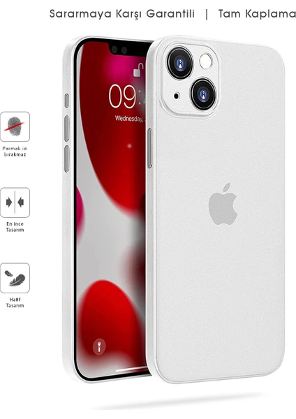 Kip GSM Apple iPhone 13 Mat Kılıf, Pürüzsüz Sararmaz Ultra Ince