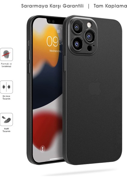 Apple iPhone 13 Pro Mat Kılıf, Pürüzsüz Sararmaz Ultra Ince