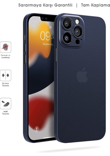 Apple iPhone 13 Pro Max Mat Kılıf, Pürüzsüz Sararmaz Ultra Ince