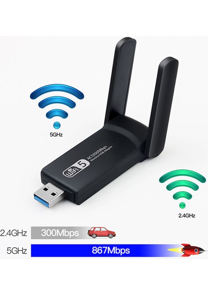 USB 3.0 AC1200Mbps Wifi adaptörü dual Bant 5GHz /2.4Ghz