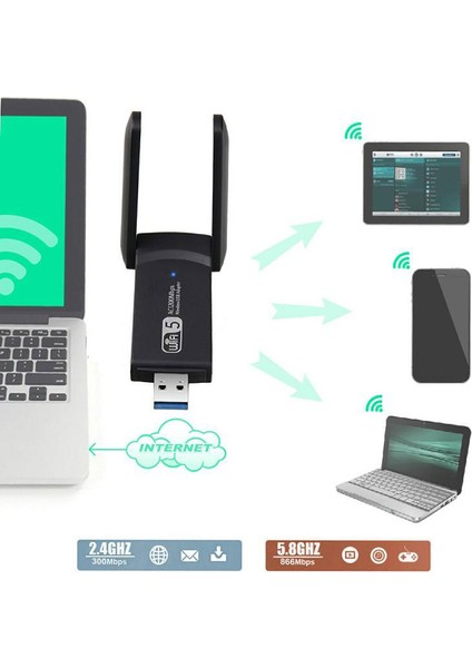 USB 3.0 AC1200Mbps Wifi adaptörü dual Bant 5GHz /2.4Ghz