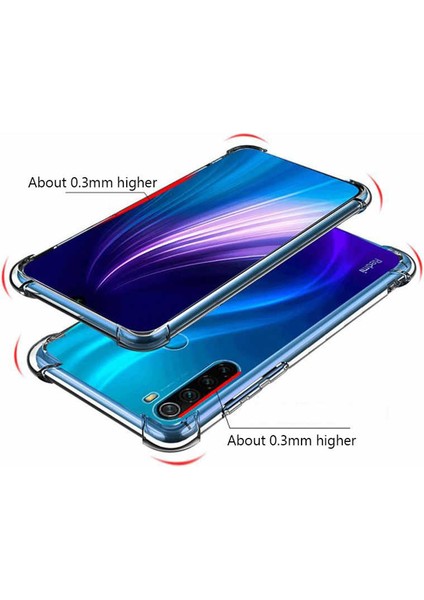 Xiaomi Redmi Note 8 Şeffaf Kamera Korumalı Darbe Emici Telefon Kılıfı