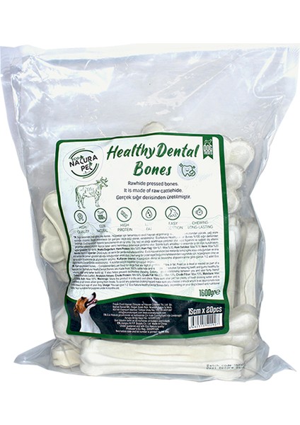 Eco Natura Pet Healty Dental Bones Natural Pres Kemik 15CM 20LI 1600GR