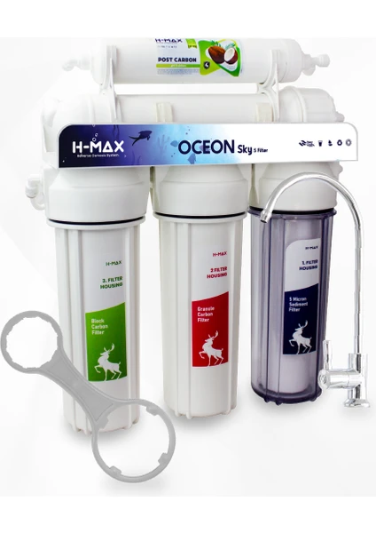 H-Max Ocean 5 Filtreli Süper Membranlı 9 Litre Çelik Tanklı Açık Kasa Su Arıtma Cihazı - 0023