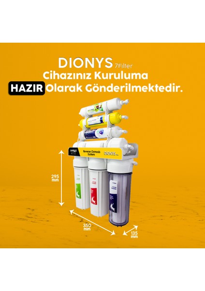 H-Max Dionys 7 Filtreli Standart Membranlı 9 Litre Çelik Tanklı Açık Kasa Su Arıtma Cihazı - 0027