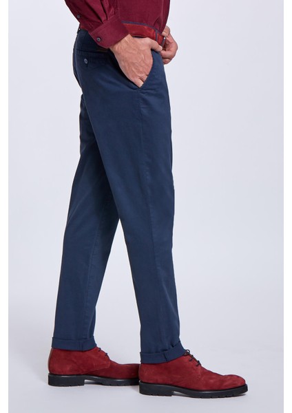 Pamuklu Lacivert Regular Fit Chino Pantolon modelleri