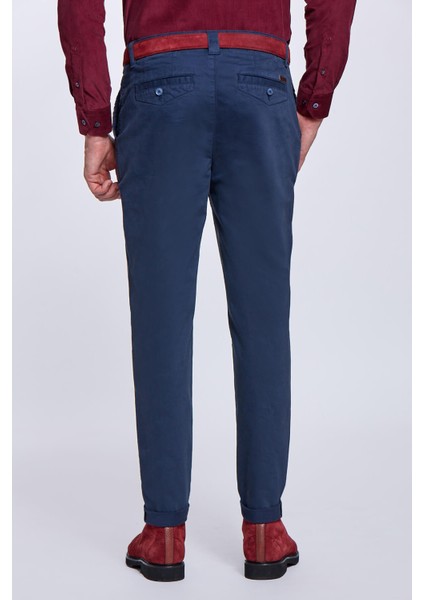 Pamuklu Lacivert Regular Fit Chino Pantolon fırsatları