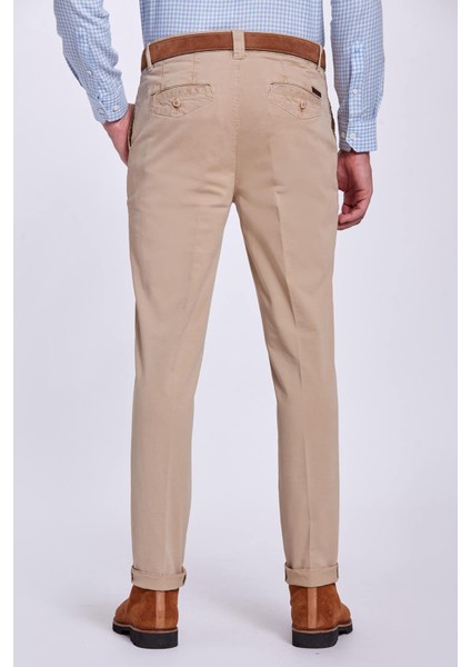 Pamuklu Camel Regular Fit Chino Pantolon