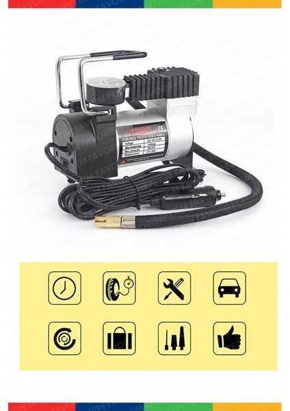 Yüksek Kalite Taşınabilir 150PSI 12V Top Bisiklet Minicar Lastik Şişirme Pompası Hava Kompresörü Kit