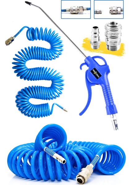 Yüksek Kalite Hava Üfleme Toz Alma 15MT Spiral Hava Hortumu 43CM Uzun Tetikli Hava Tabancası