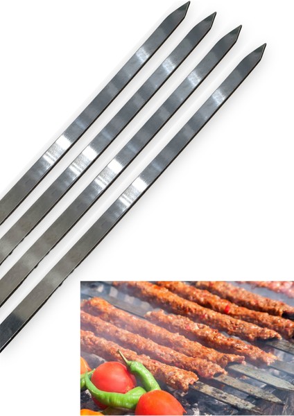 Paslanmaz Çelikten (Krom) 3mm Adana Kebab Şiş 2.5CMX60CM (4 Adet)