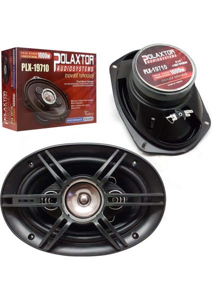 Oto Hoparlör Oval 6x9" 1000W 2 Adet Kapaklı 3 Yollu PLX-19710