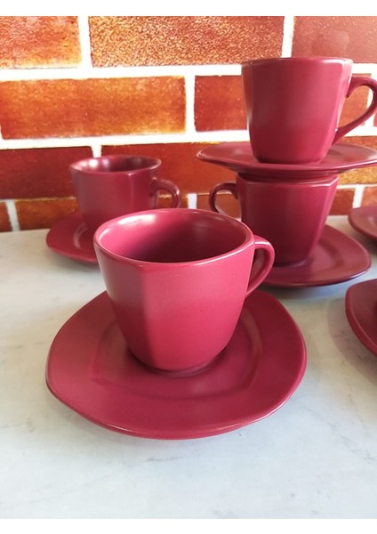 Takım Çay 12 Parça Mat Carmen Kırmızı