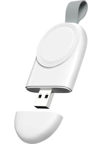 Apple Watch Uyumlu Ultra Için Anahtarlık Tipi Manyetik USB Şarj - Beyaz AL2364