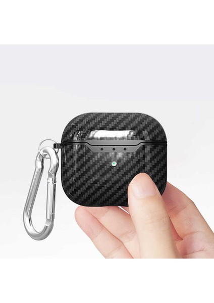 Case 4U Apple Airpods 3. Nesil Kılıf Karbon Fiber Tasarımlı Silikon Airbag 05 Yeşil