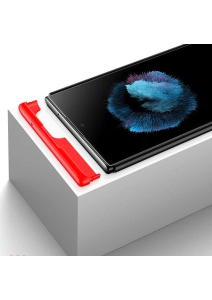 Galaxy Note 20 Ultra Kılıf 3 Parçalı Tam Koruma Sert Mika Ays Kapak Siyah - Kırmızı